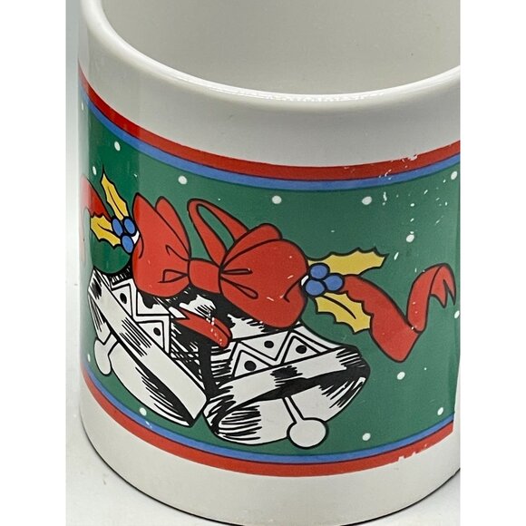Christmas coffee hot chocolate mugs set of 2 one with reindeer brown green READ - Picture 3 of 6
